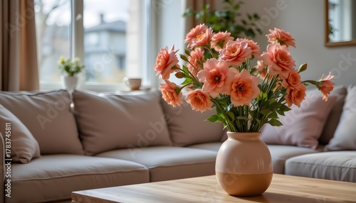 Wallpaper Mural Elegant Floral Arrangement in a Modern Living Room with Soft Natural Lighting and Cozy Atmosphere Torontodigital.ca