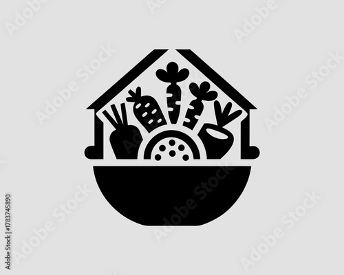 Abstract vegetable carrot logo symbol inside circle  design