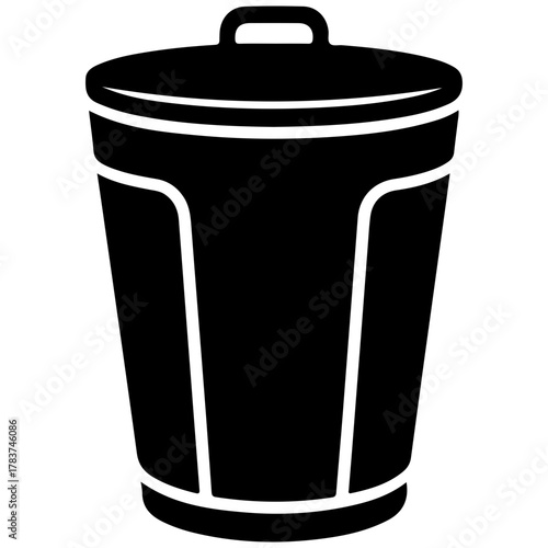 Black silhouette of a closed trash can for design