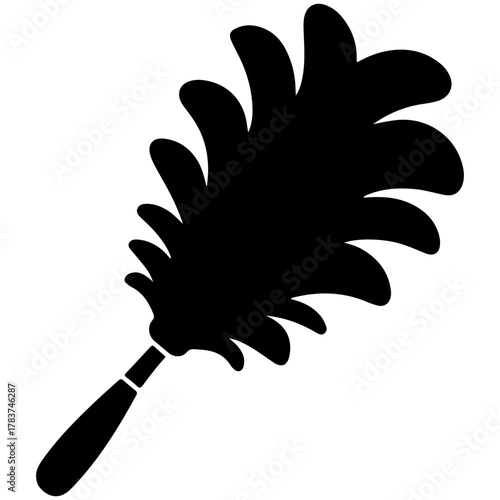 Black feather duster for cleaning, vector illustration