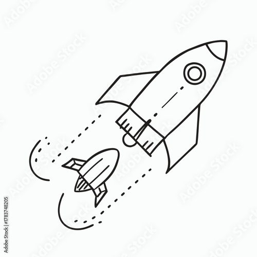 vector illustration of a space rocket launching isolated on white background