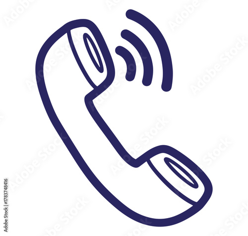Simple illustration of a ringing telephone depicting communication and call icon