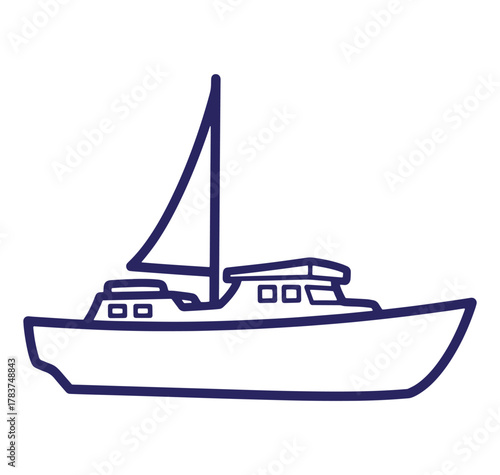 Simple nautical boat illustration showing sailboat and motorboat design perfect for recreation