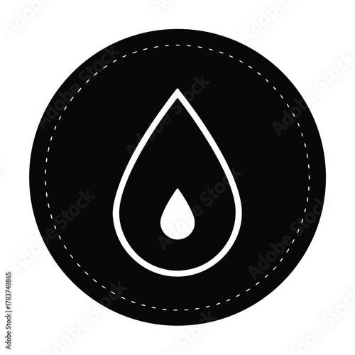 Vector icon illustration of a clear, blue drop of liquid symbolizing water or