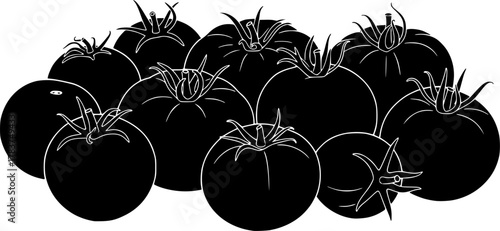 black tomatoes collection on white