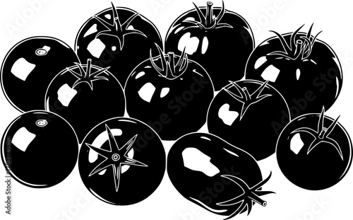 black tomatoes collection on white