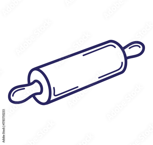 Simple outline illustration of a rolling pin cooking baking and culinary concept