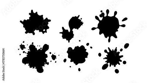 Set of water splash elements. Water splashes collection. Different liquid shapes and silhouettes. Vector illustration