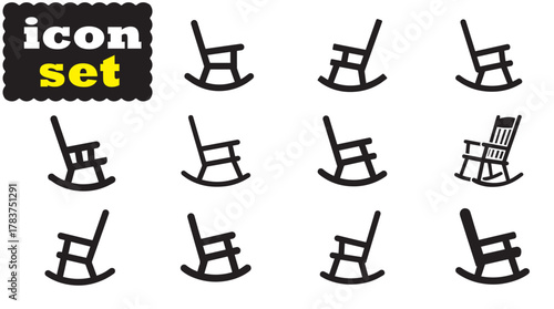 Rocker chair icon Set, Rocker chair solid vector