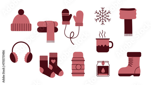 Cozy Winter Essentials: A collection of warm winter essentials. perfect for staying comfortable and stylish during cold weather.