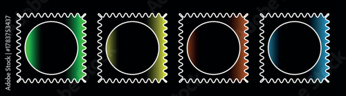 Modern Geometric Abstract Square & Circle with Zigzag Line Blended Gradients in Orange, Neutral Beige, Sage Green, and Deep Teal – Artistic Minimal Illustration for Stylish Designs