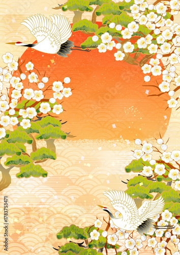 Cuadro en lienzo 年賀素材美しい和柄背景素材