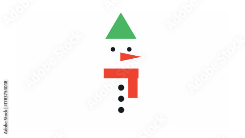 Minimalist snowman: A playful, minimalist snowman, constructed from basic geometric shapes, embodies the cheer of winter, evoking a sense of childlike wonder.