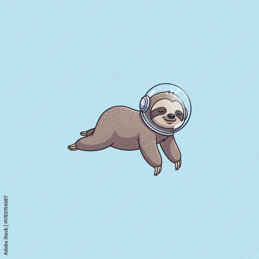 Naklejka premium Sloth Astronaut Floating in Space with a Calm Expression.
