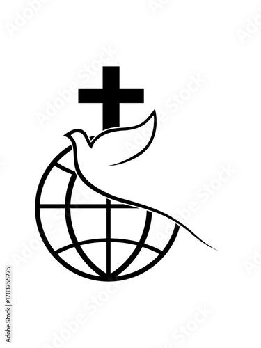A symbolic Christian logo featuring a cross, a dove, and an open Bible. The dove rises like a flame from the scriptures, representing the Holy Spirit and the light of God’s word. This minimalist black