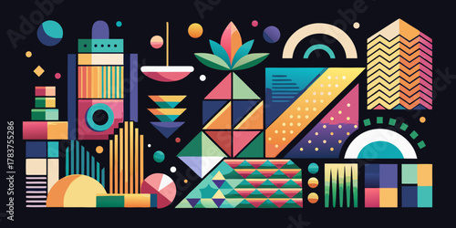 Colorful art celebration gift with color pencils in the box and a glass for a happy holiday card design