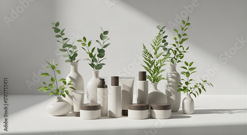 Abstract Overlapping Oval and Glass Shapes in Lilac and White