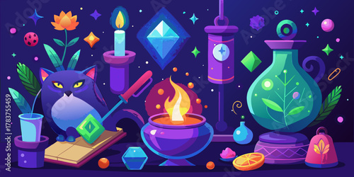 Night forest scene with glowing candlelight decoration and red Christmas year celebration light