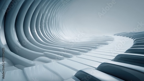 Fototapeta Naklejka Na Ścianę i Meble -  Futuristic white tunnel, 3D abstract art