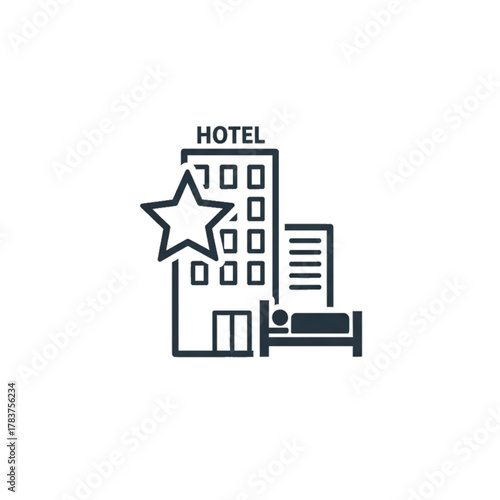 Hotel building icon symbolizing hospitality and tourism.
