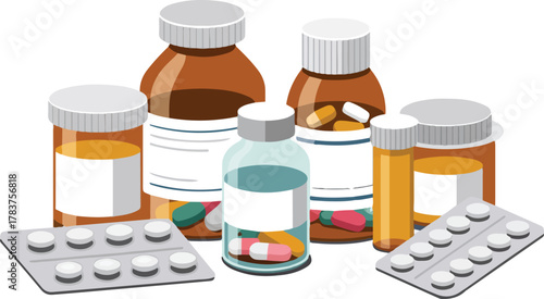 Pharmaceutical Drugs And Medicine Collection Vector Illustration