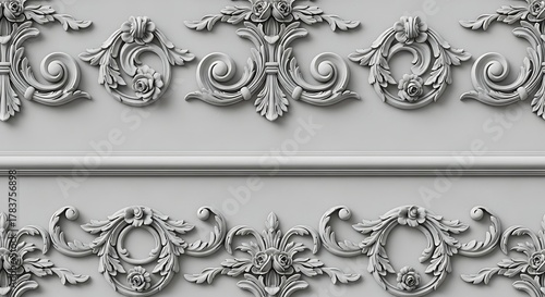 Elegant decorative wall ornament design in gray tones for interior decoration