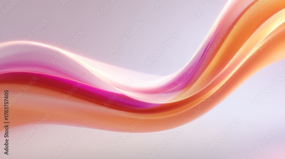 Fototapeta premium Orange-pink gradient flowing wave, elegant art