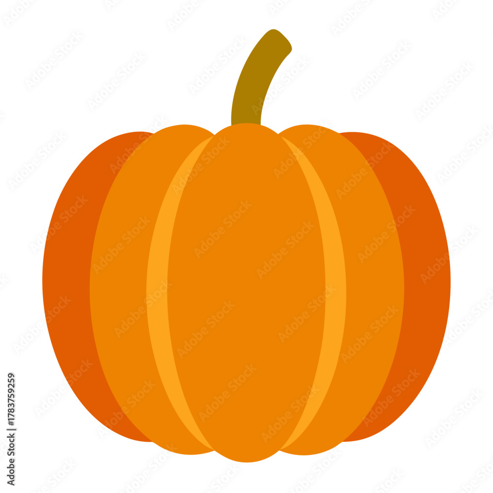 Obraz premium Vibrant orange pumpkin illustration with brown stem for autumn
