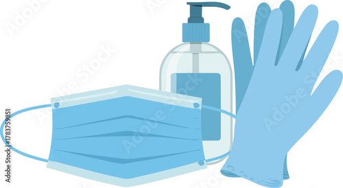 Virus Prevention And Hygiene Kit Flat Vector Illustration