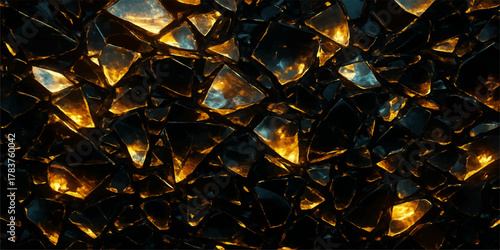 Burning wood texture with flame and scattered yellow leaves creates an abstract fire pattern for a vibrant design background