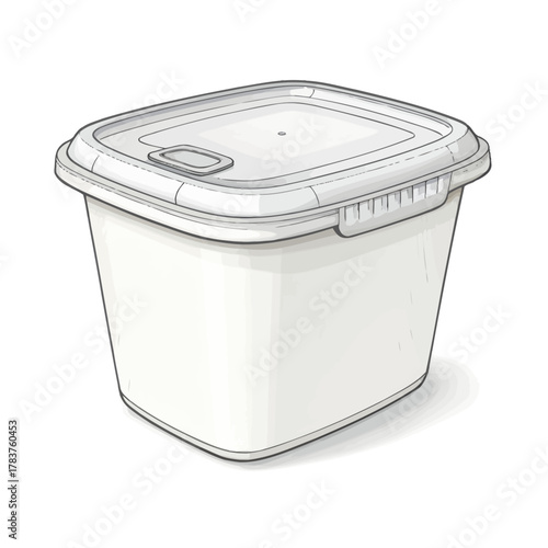 A plastic container with a snap lid vector design