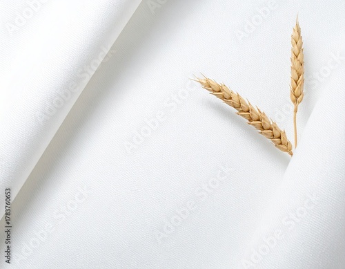 Wheat Stalks on White Textured Background