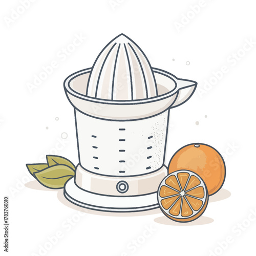 Citrus juicer concept illustration with cone top on white