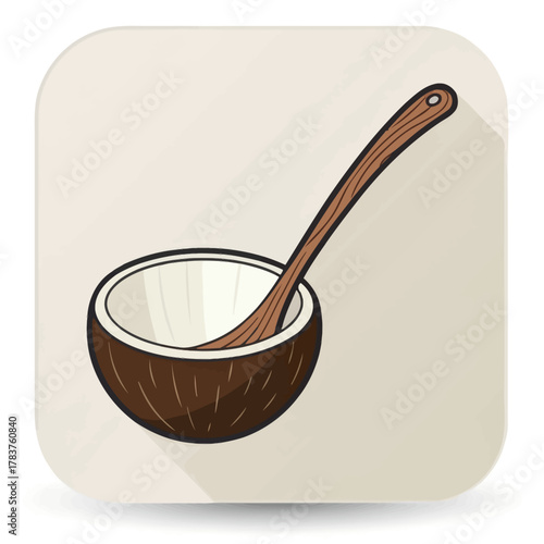 Coconut shell ladle vector design against a white background