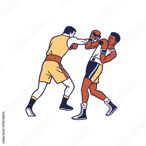 Fight Group of Fighter Boxing Sport Boxer Men Fighting Punching  Graphic Vector