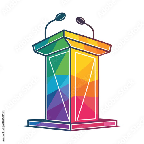 Colorful Flat Design Witness Stand Icon Representation