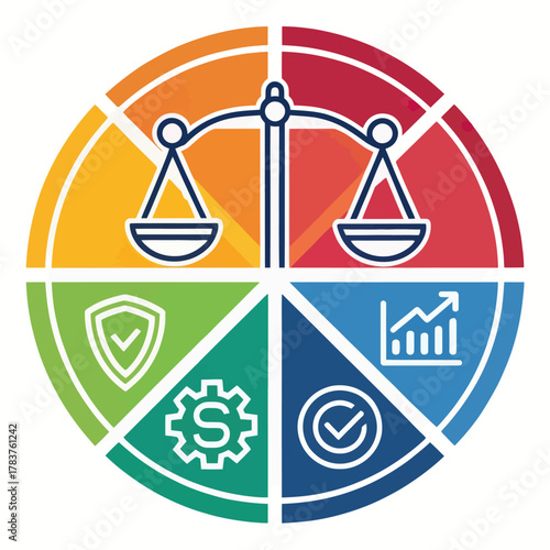 Colorful Flat Icon Representing Investment Regulation Concepts