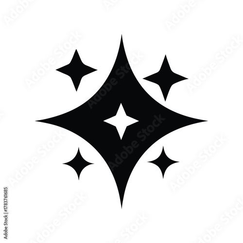Icon of a stylized starburst, a graphic element suggesting brightness, sparkle, or a special effect, suitable for various design applications