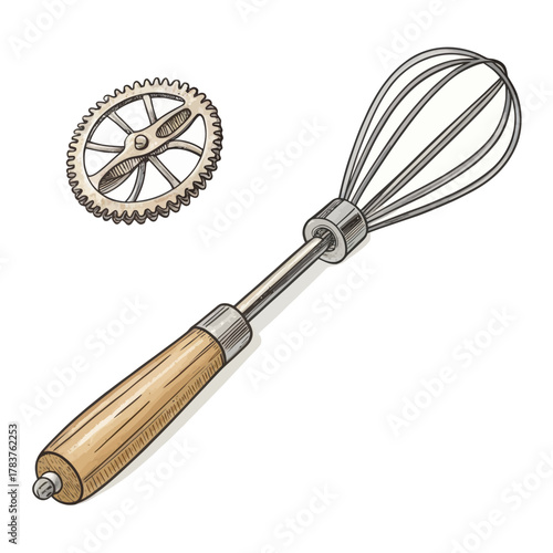 Manual Egg Beater Vector Illustration for Kitchen Use