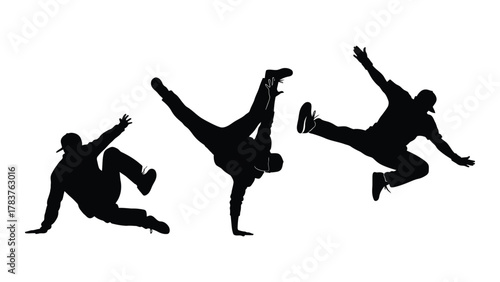Breakdance silhouettes isolated on white background, Vector