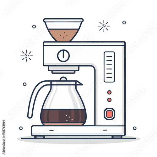Vector illustration of a coffee maker brewing fresh coffee