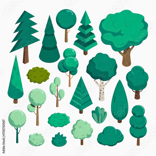 AI Created Stylish Tropical and Rainforest Tree Group Silhouette Vector Art