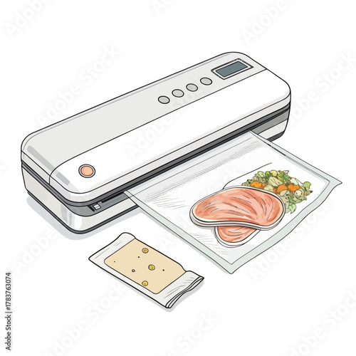 Vacuum Sealer Device with Bag Vector Concept Design