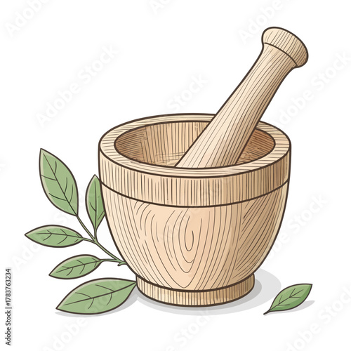 Wooden Lemongrass Pounder Concept Vector Illustration
