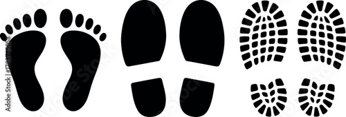 Footprint, shoe print, and boot print collection