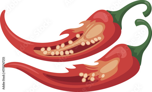 Chili pepper halves