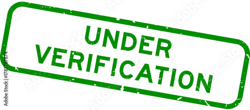 Grunge green under verification word square rubber seal stamp on white background