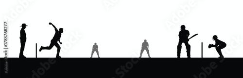 Cricket playing silhouette vector illustration