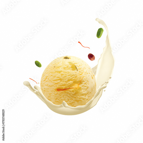Creamy ice cream rich aromatic saffron-infused nutty Pistachio delight.