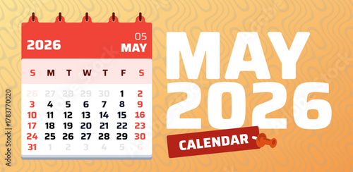 May 2025 calendar. Calendar template. 2025 week start sunday. Design template. Vector illustration. Date of monthly calendar may 2025. Weekend at sunday and saturday